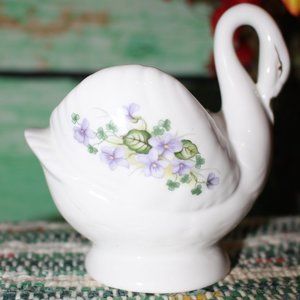 Hand painted Violets on a swan fir